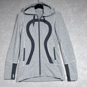 Lululemon Sweatshirt Womens Size 6 Ghost Herringbone Brushed Stride Jacket